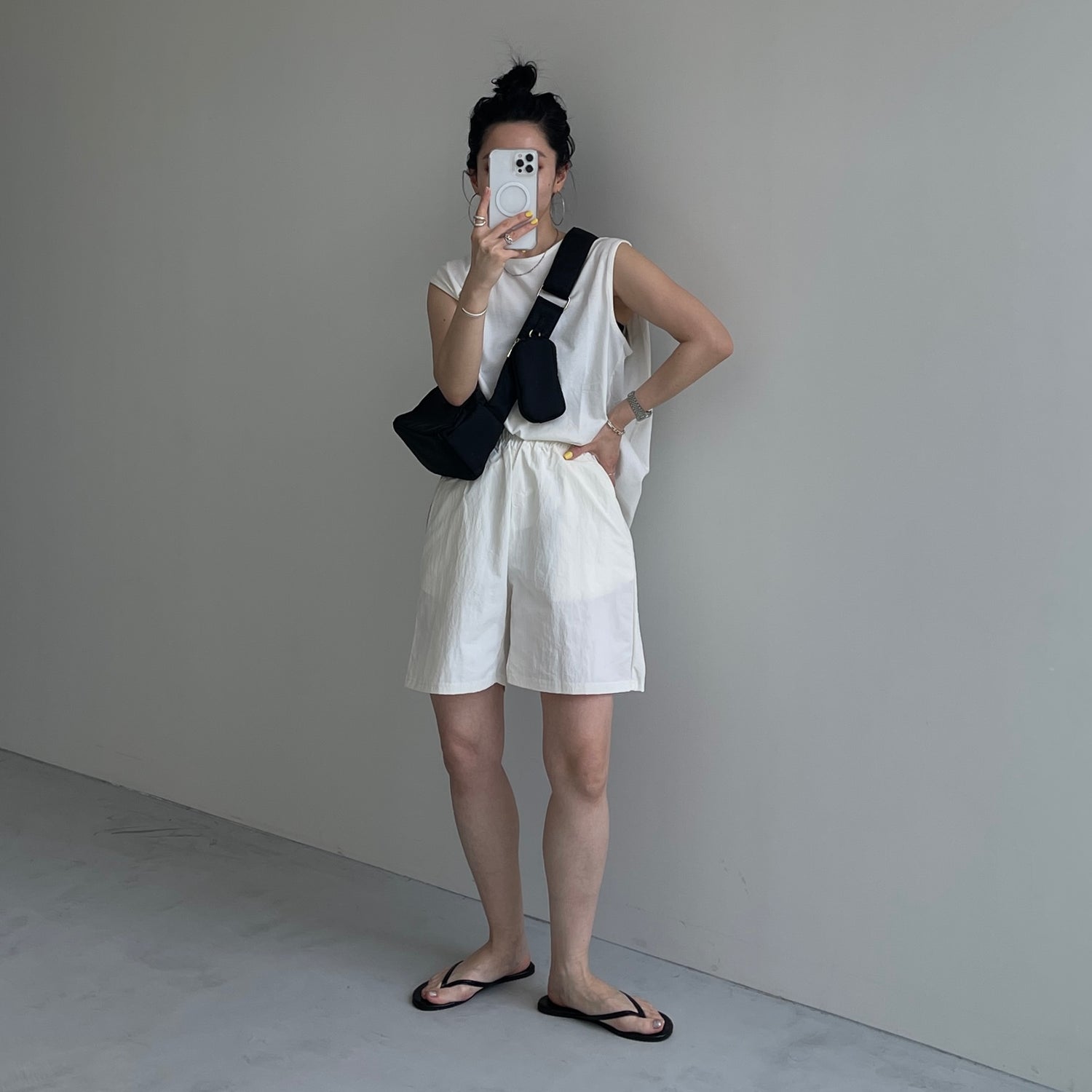 (2点SET) half zip nylon set up / ivory