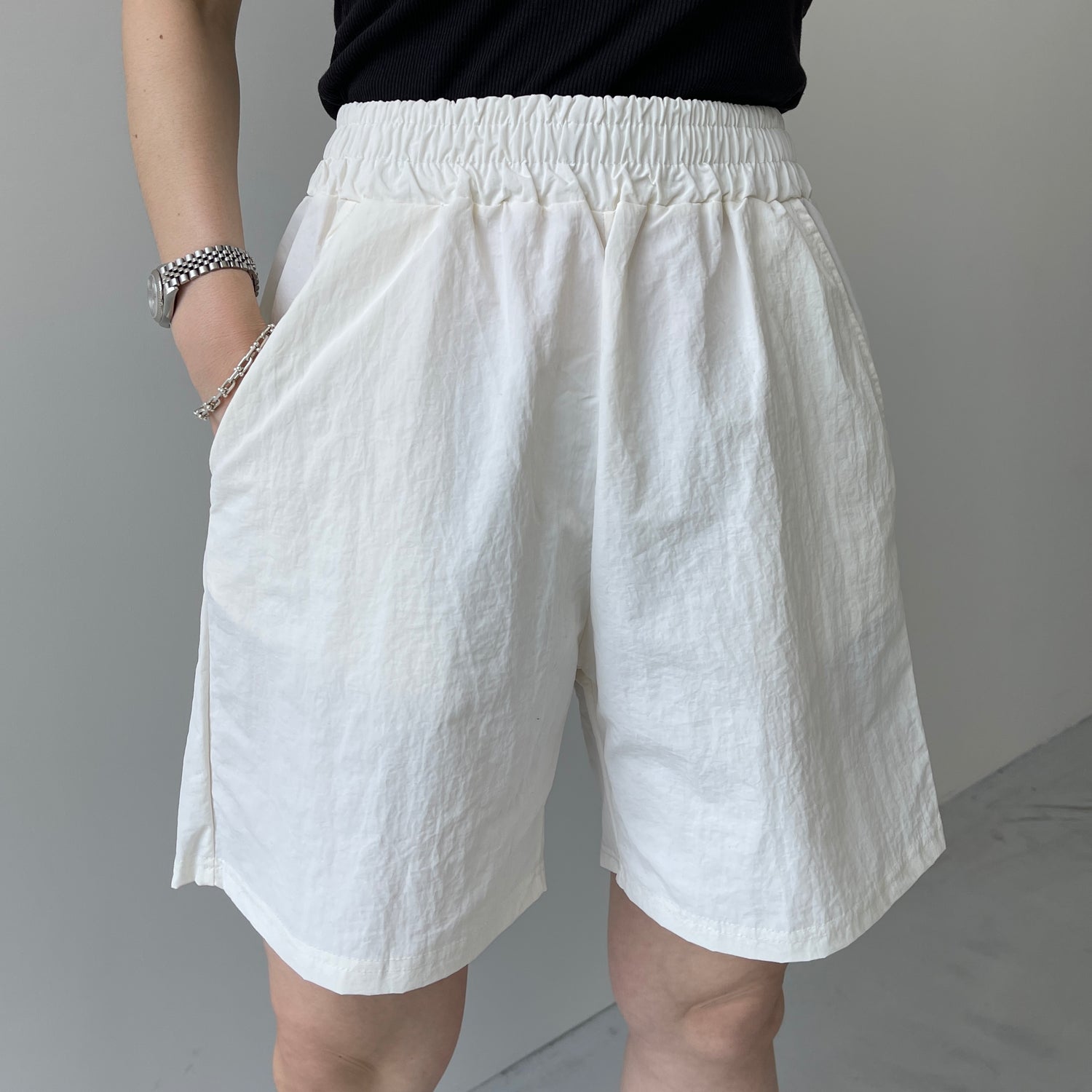(2点SET) half zip nylon set up / ivory
