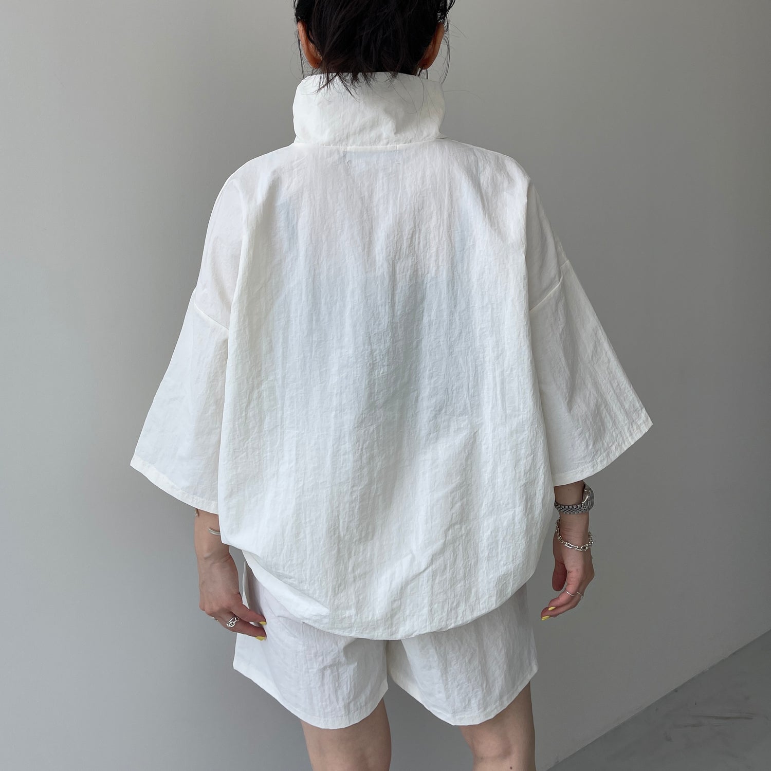 (2点SET) half zip nylon set up / ivory