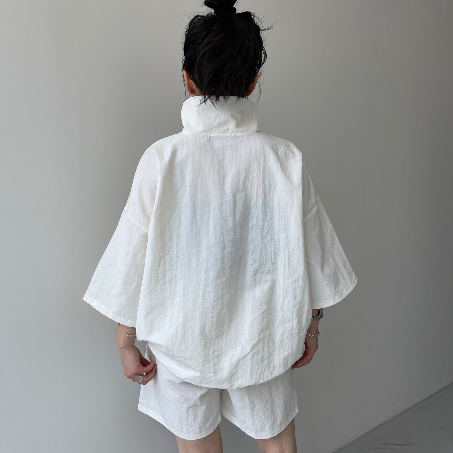 (2点SET) half zip nylon set up / ivory