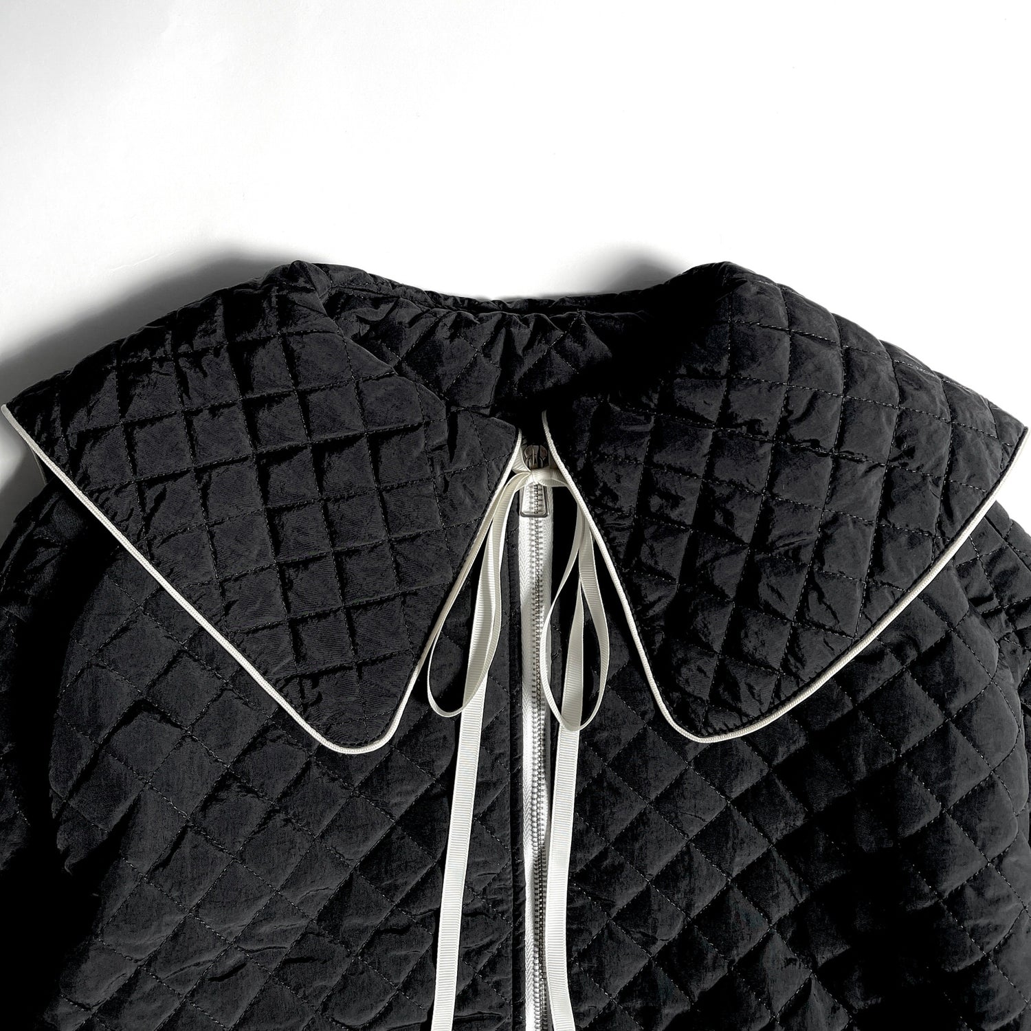 【SAMPLE】big collar quilting jacket / black
