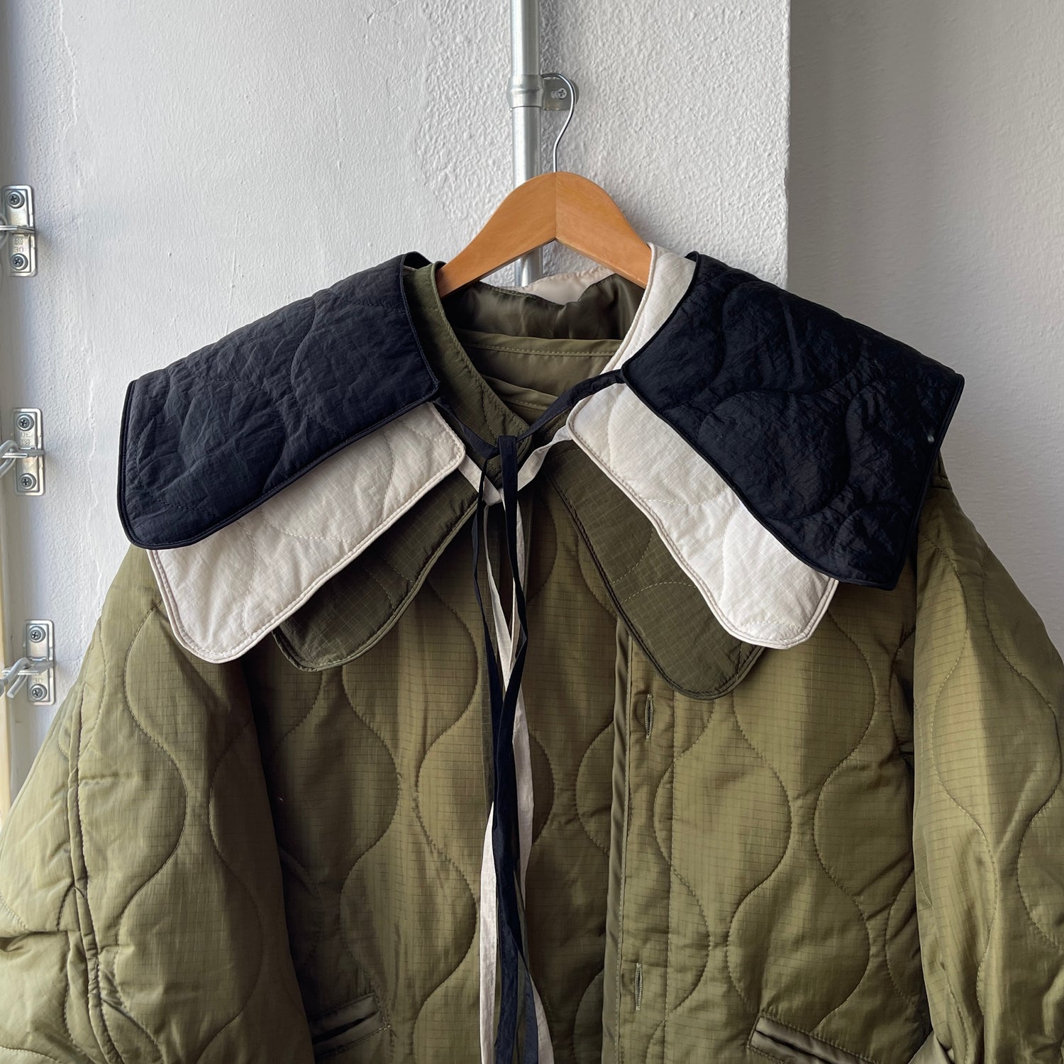 over size quilting liner jacket / khaki