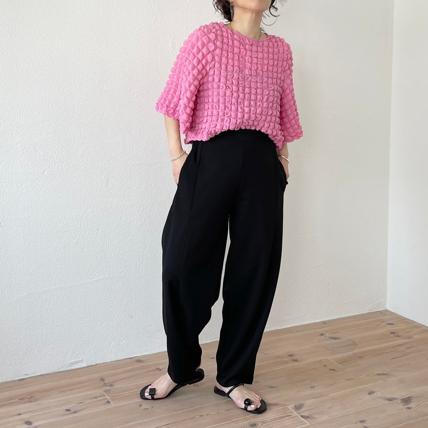 【SAMPLE】wide shoulder pop corn po / pink