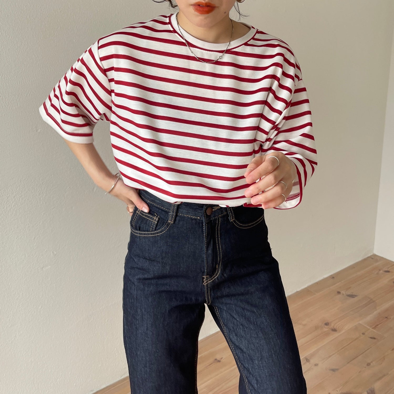 【SAMPLE】daily vitamin border tee / red