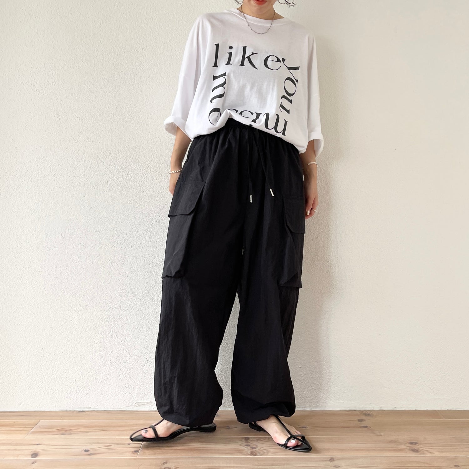 over size lettering tee / ivory