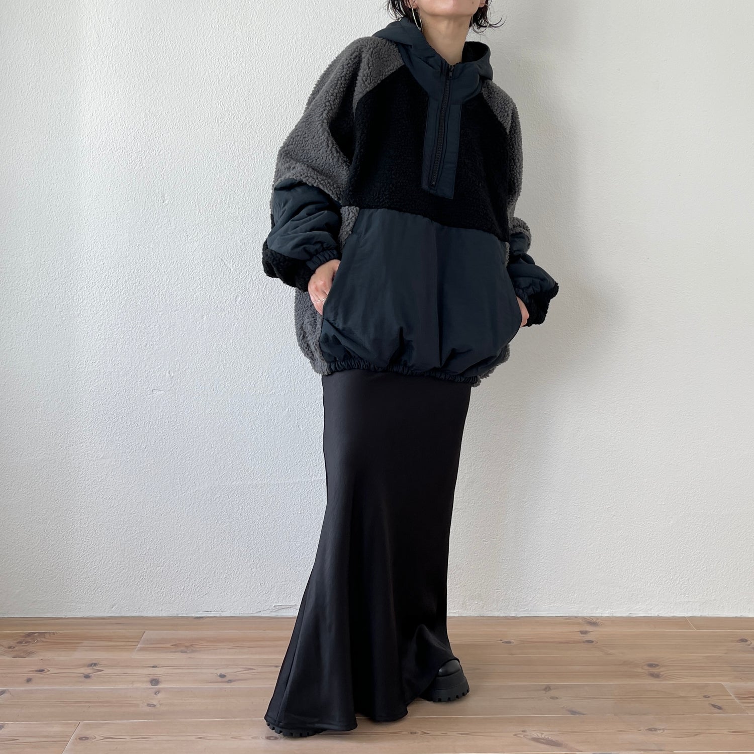 over size BOA hoodie blouson / navy