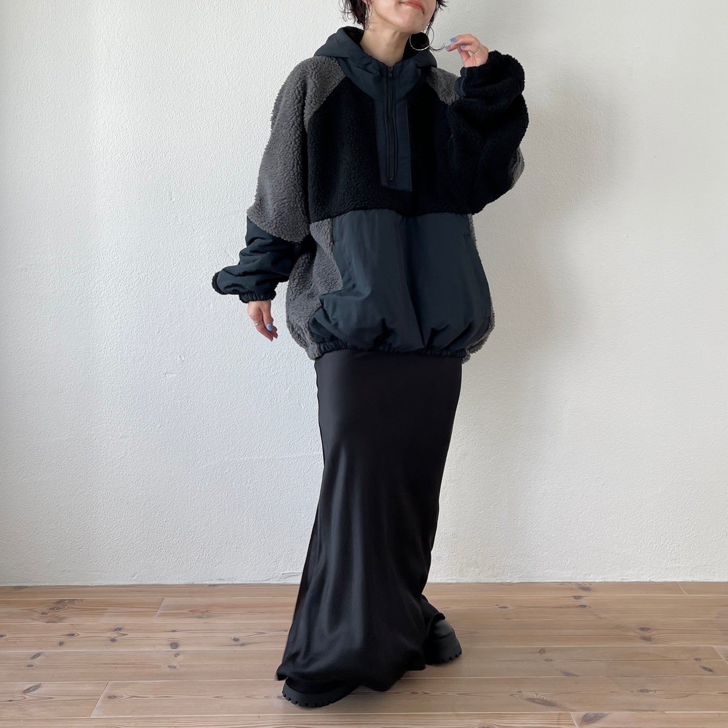 over size BOA hoodie blouson / navy