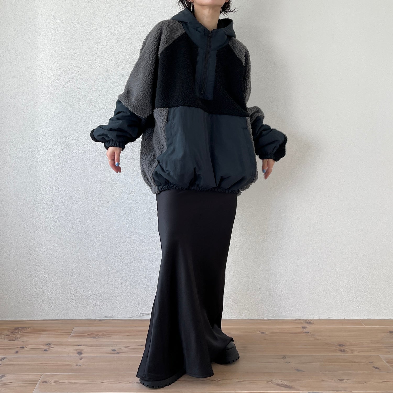 over size BOA hoodie blouson / navy
