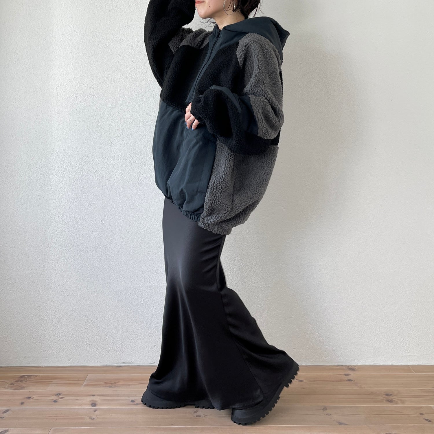 over size BOA hoodie blouson / navy