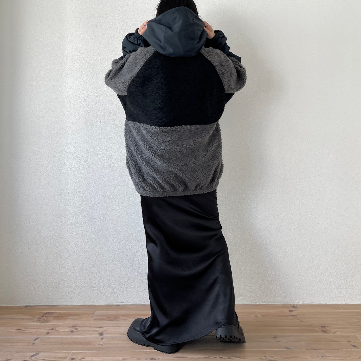 over size BOA hoodie blouson / navy