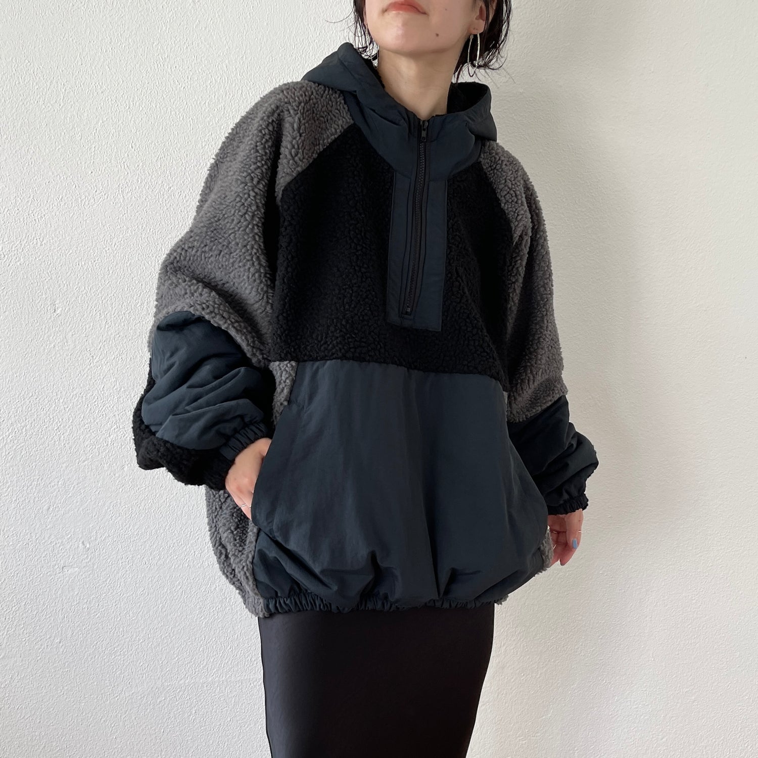over size BOA hoodie blouson / navy