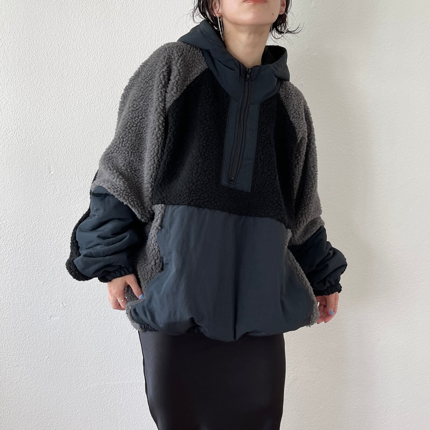 over size BOA hoodie blouson / navy