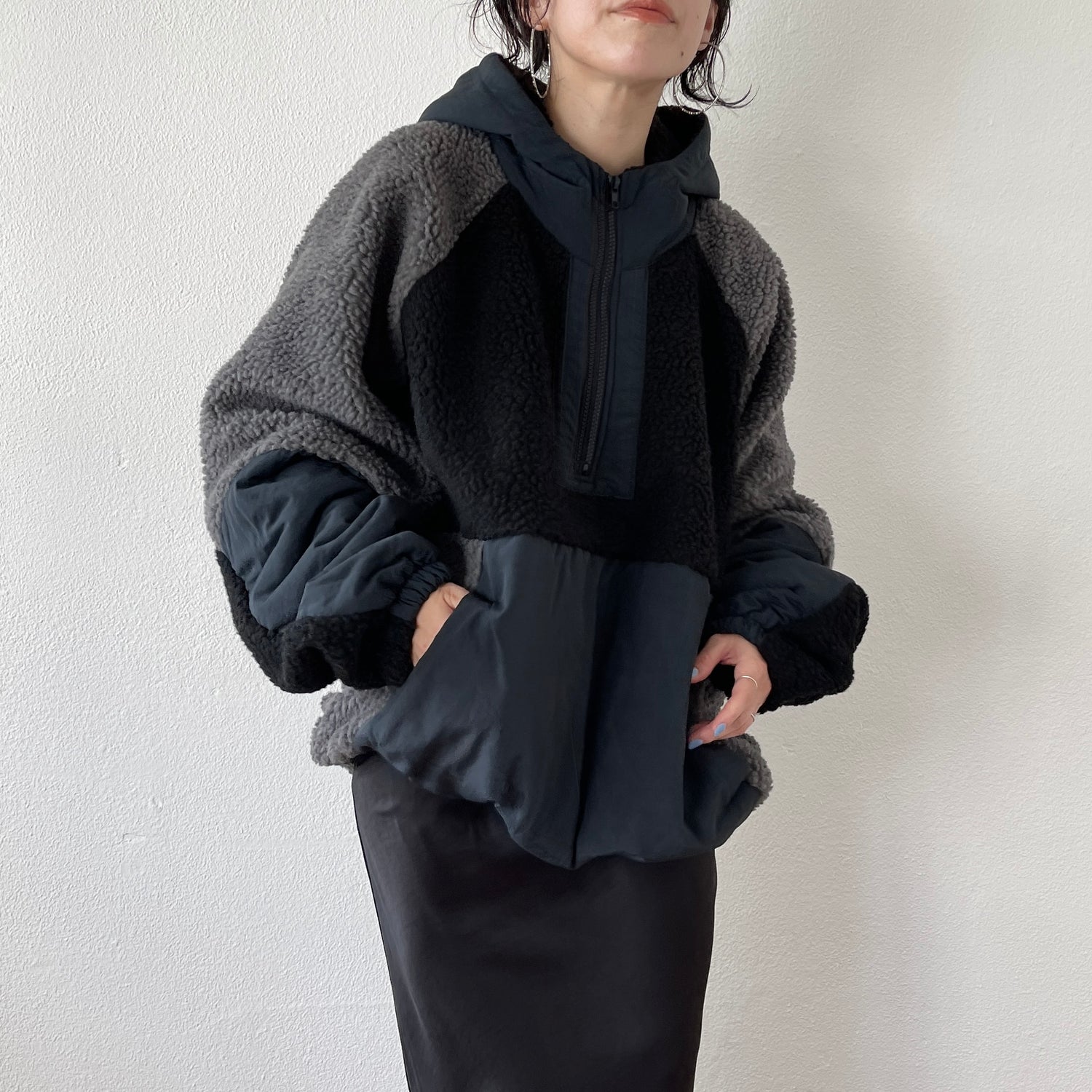 over size BOA hoodie blouson / navy