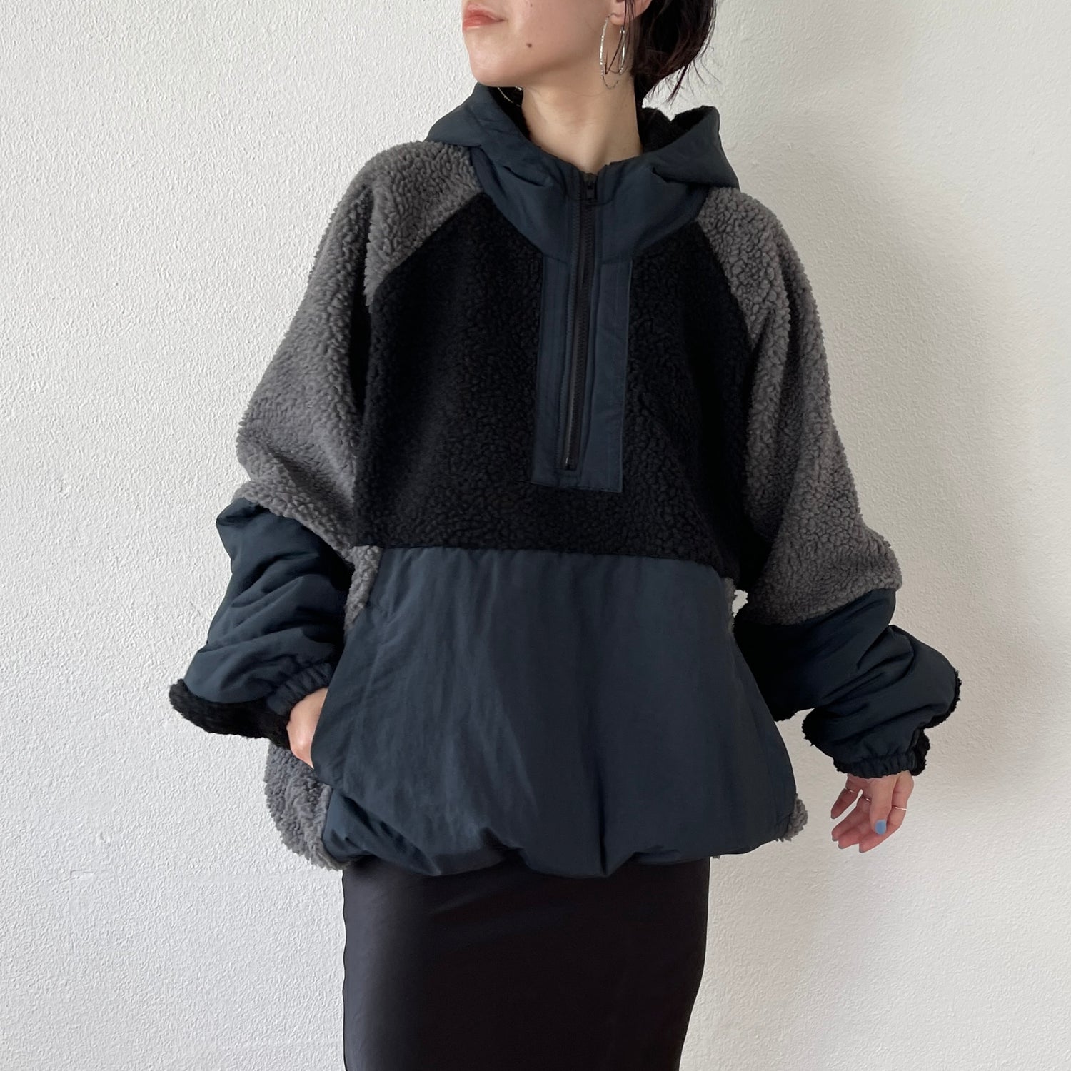 over size BOA hoodie blouson / navy