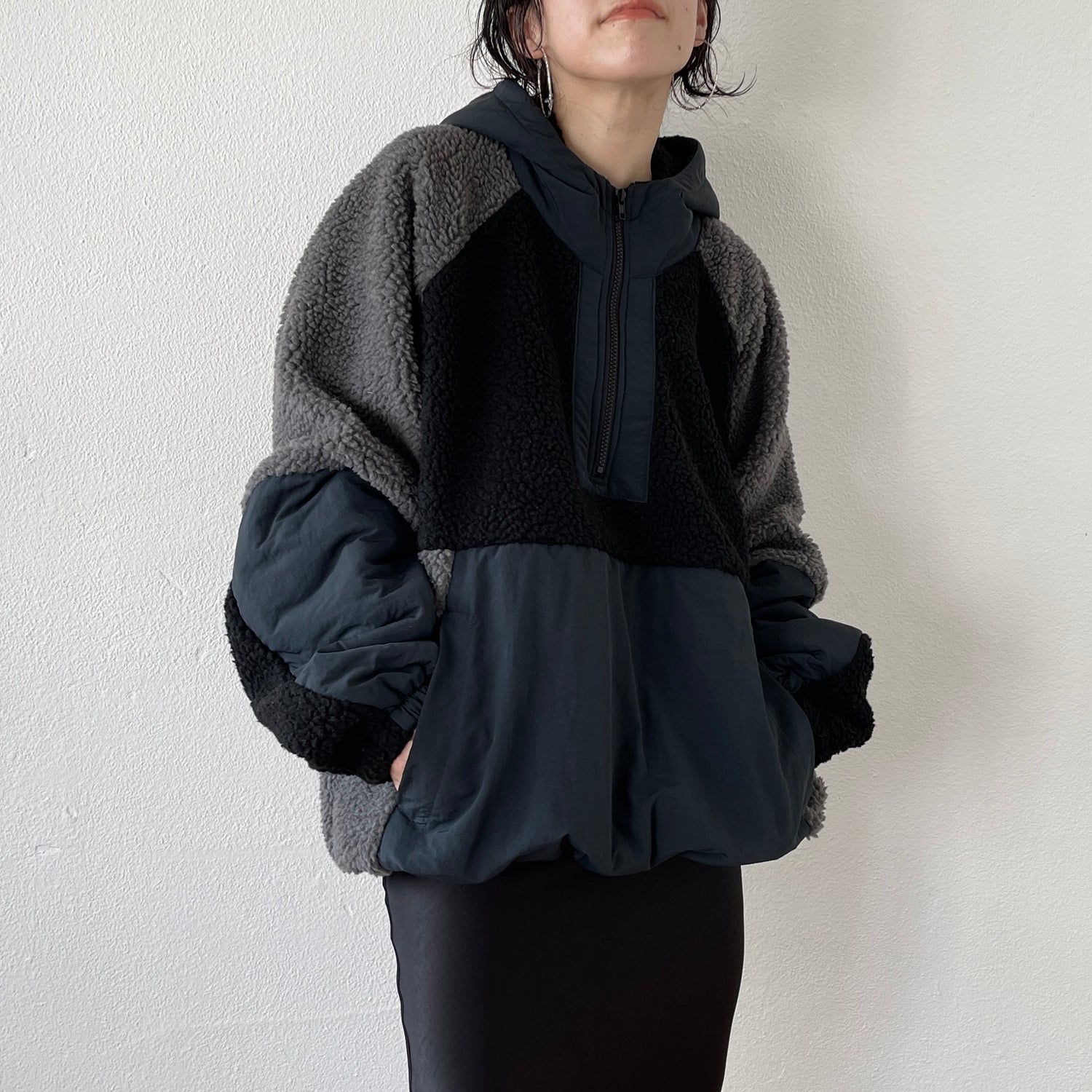 over size BOA hoodie blouson / navy