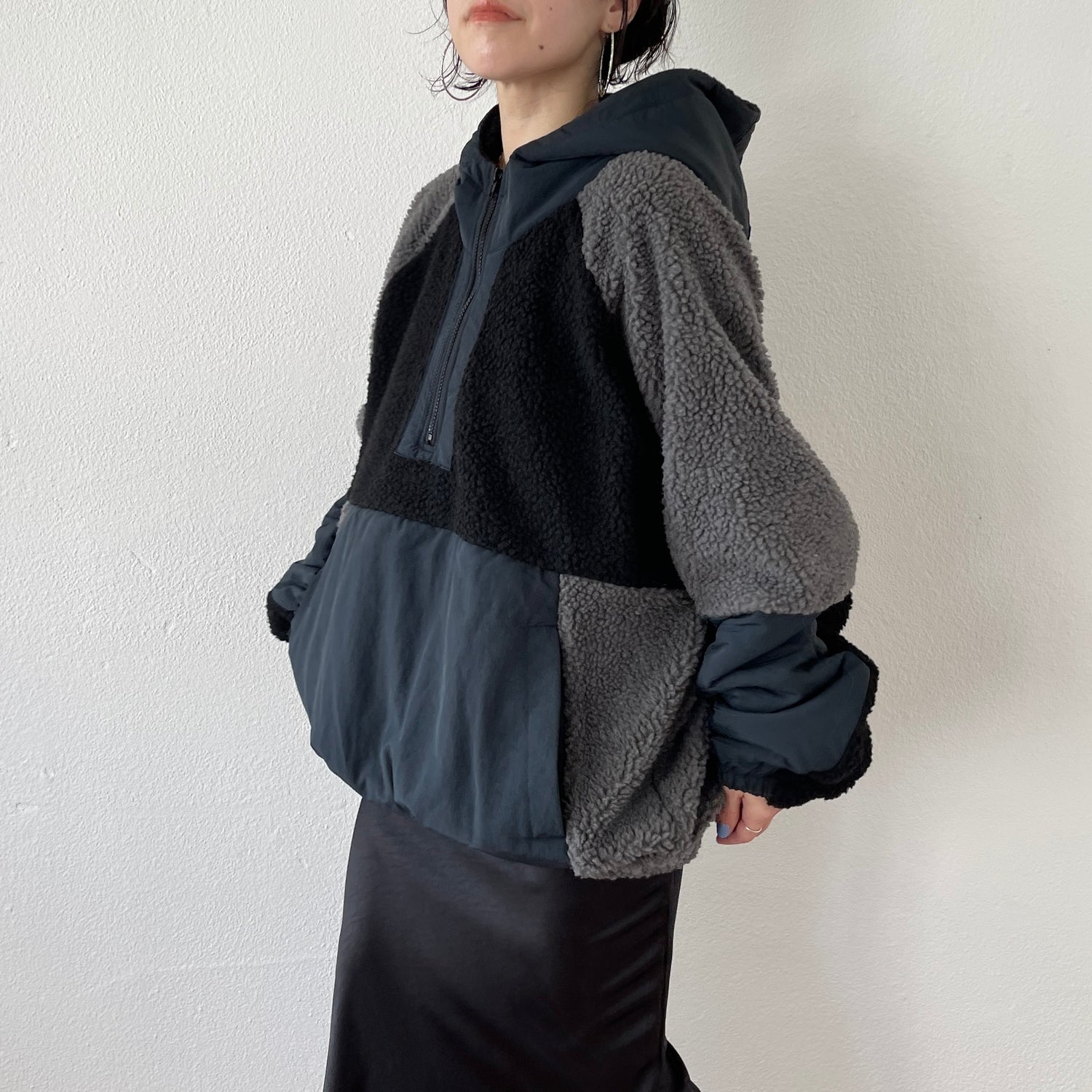 over size BOA hoodie blouson / navy