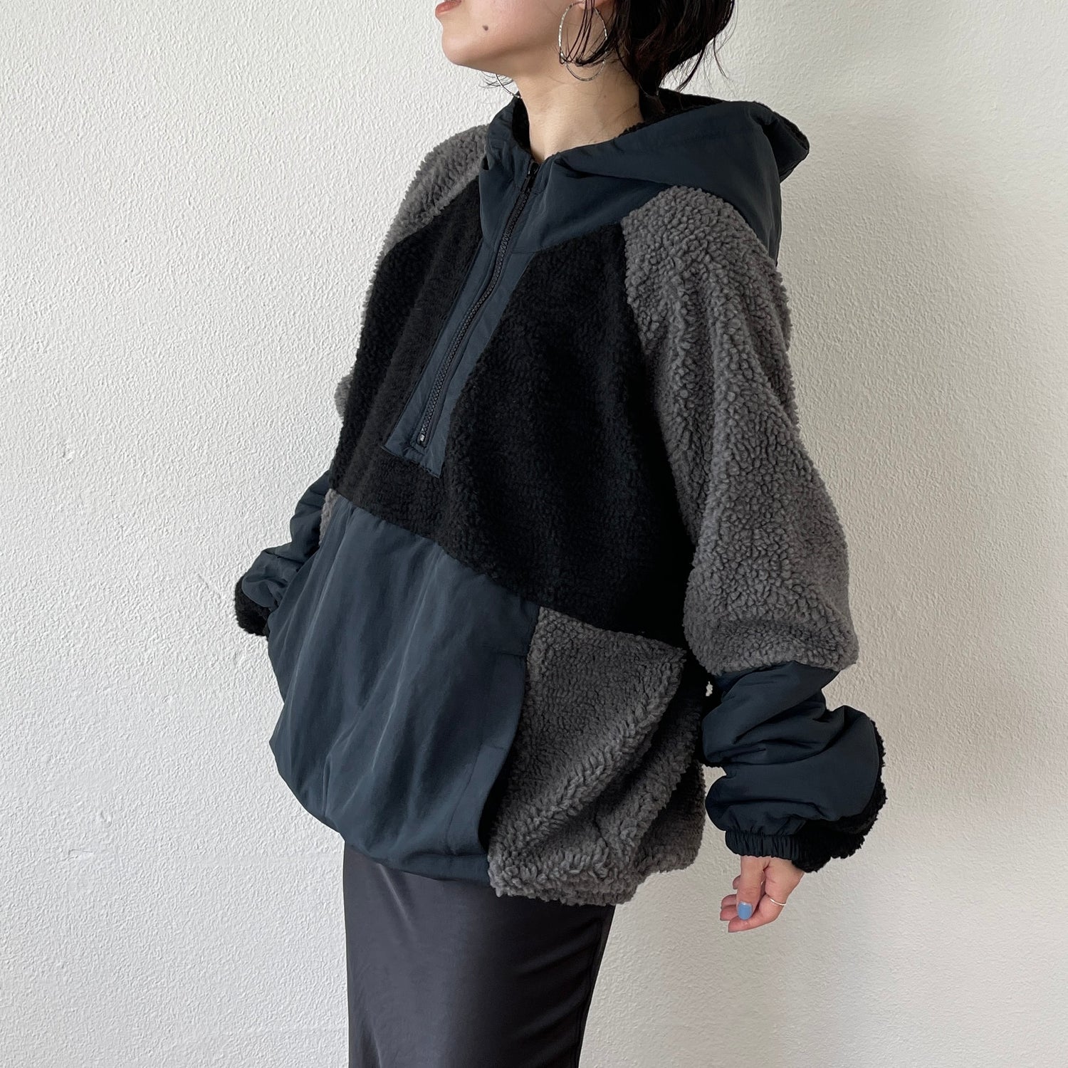 over size BOA hoodie blouson / navy