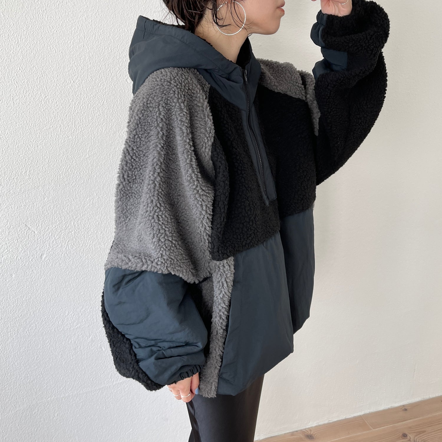 over size BOA hoodie blouson / navy