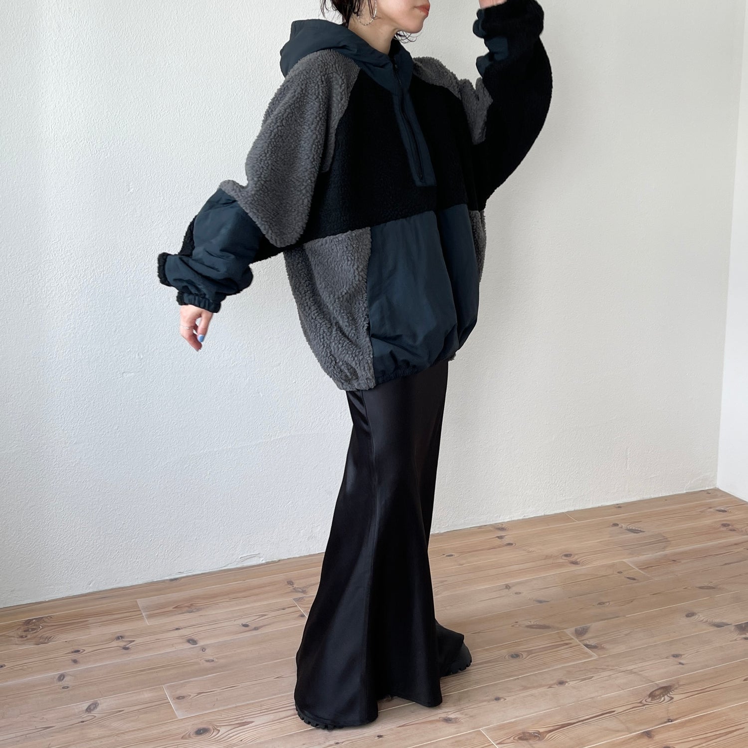 over size BOA hoodie blouson / navy