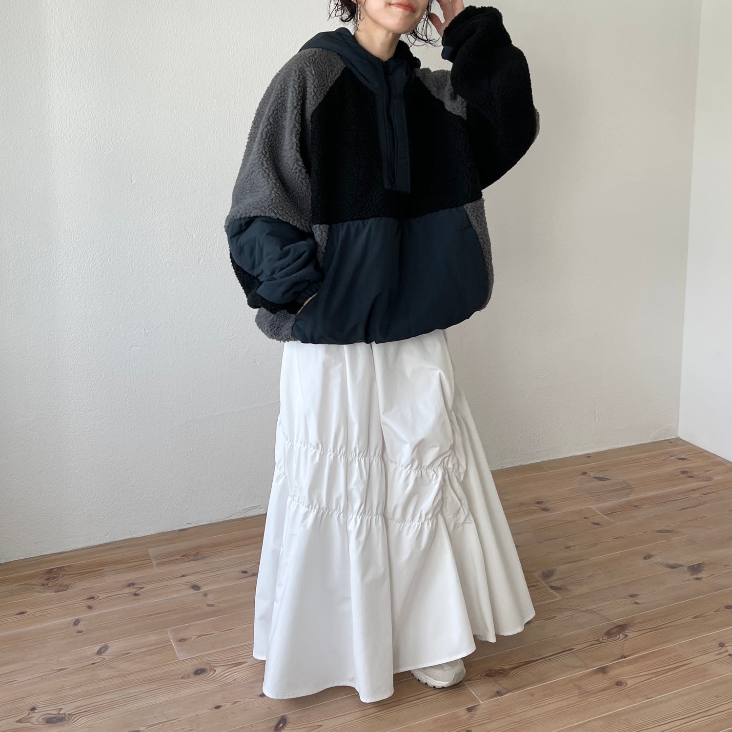 over size BOA hoodie blouson / navy