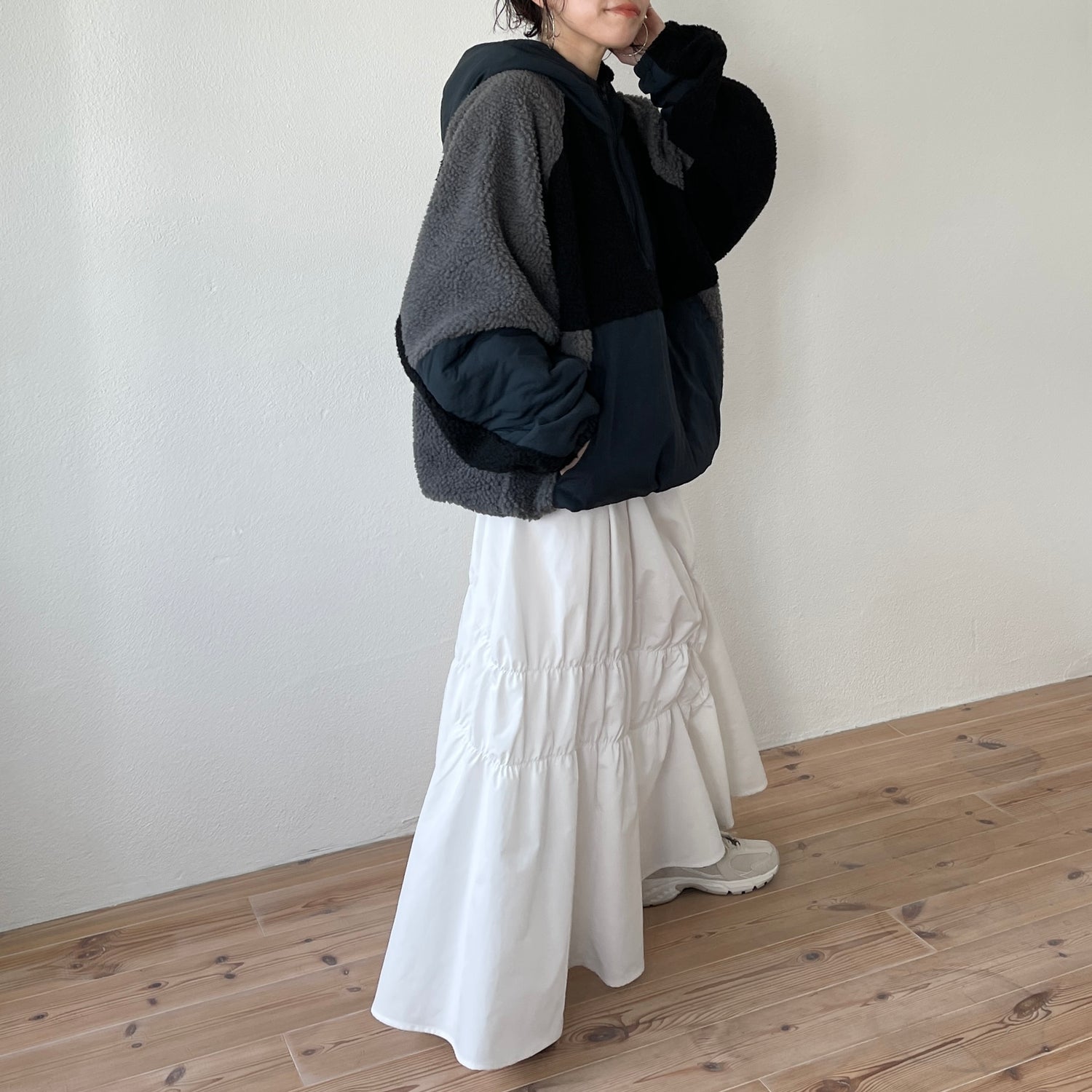 over size BOA hoodie blouson / navy