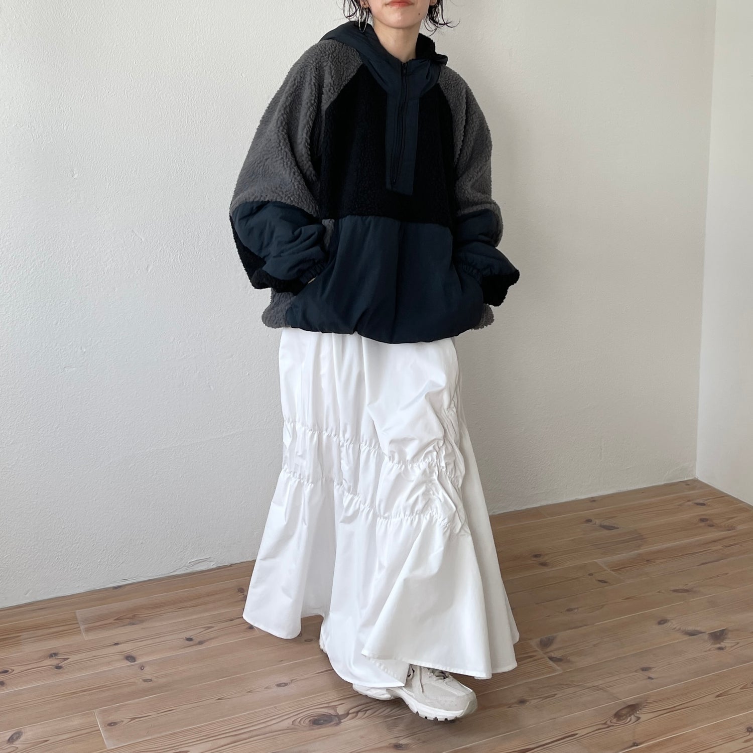 over size BOA hoodie blouson / navy