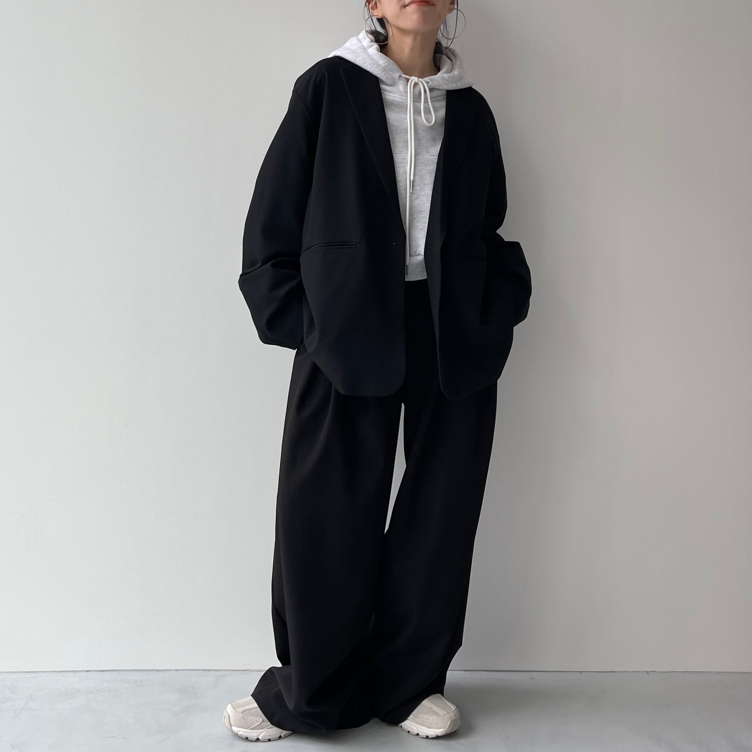 egg short hoodie / gray
