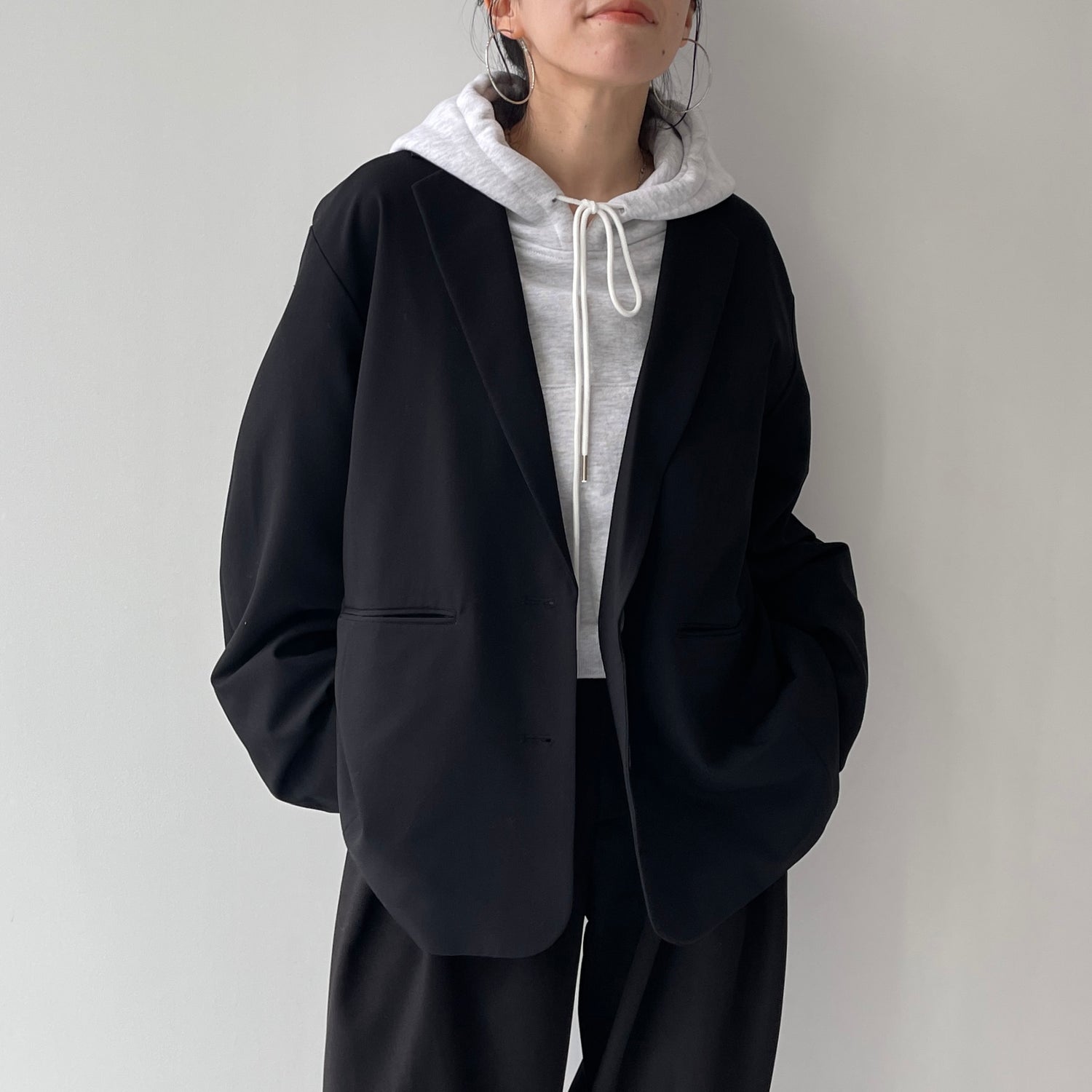egg short hoodie / gray