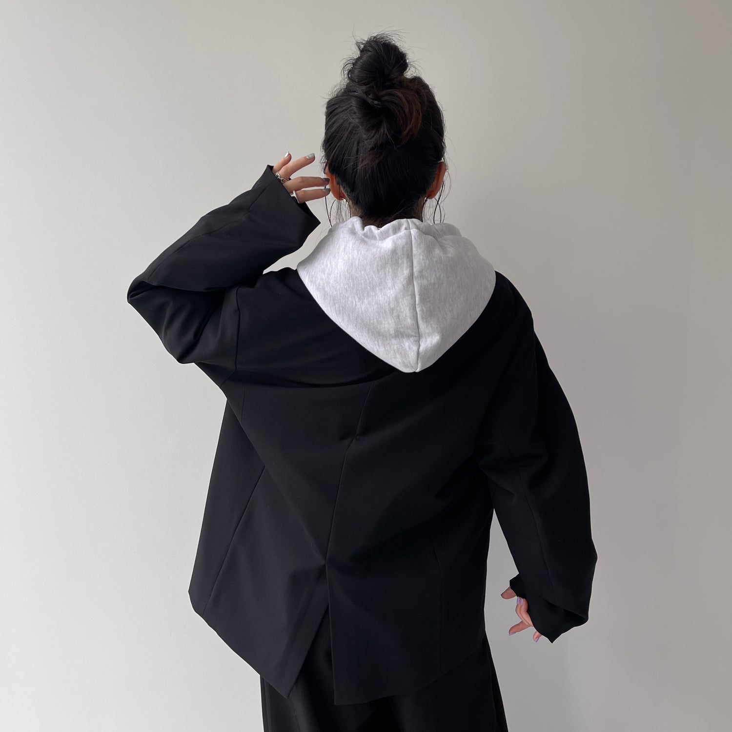 egg short hoodie / gray