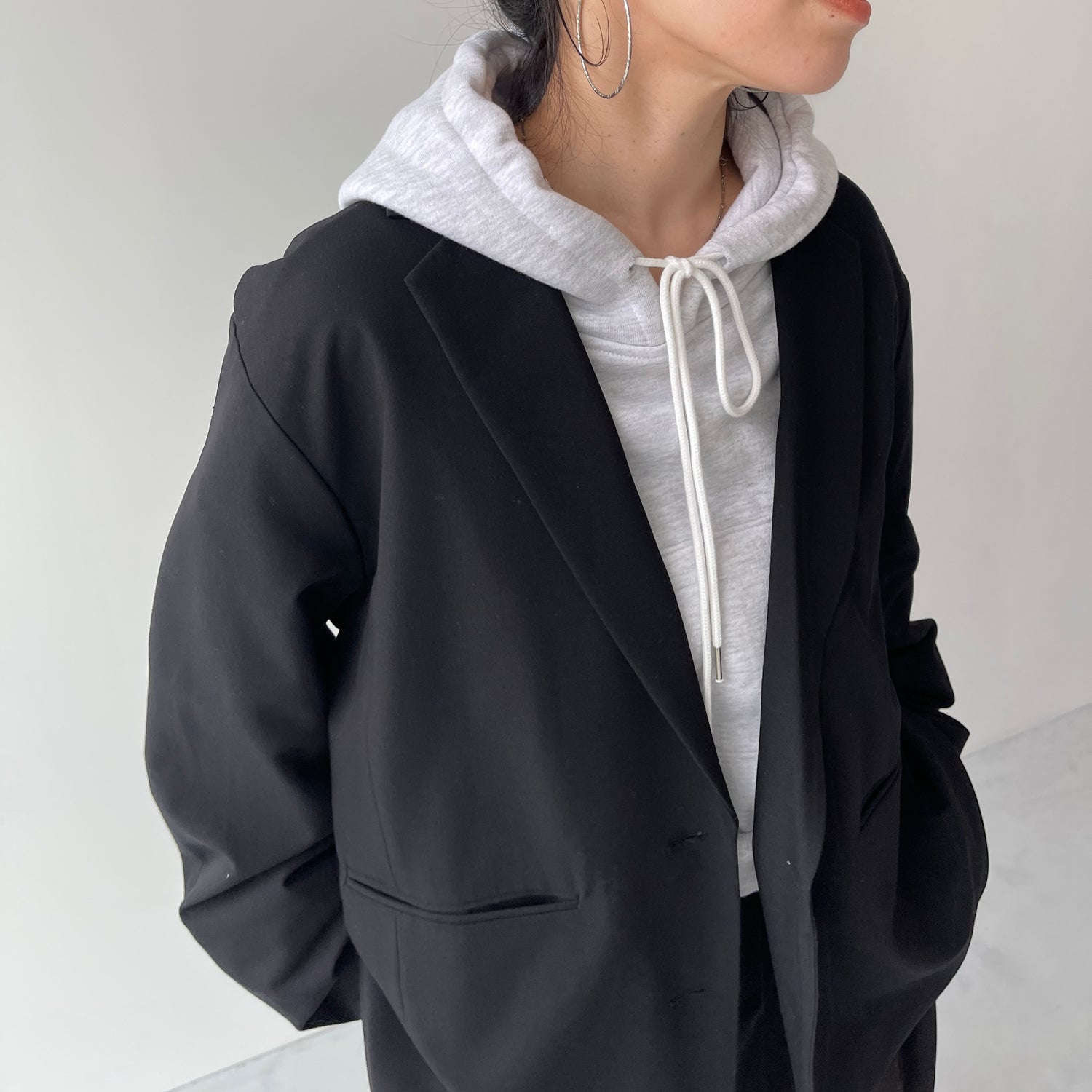 egg short hoodie / gray
