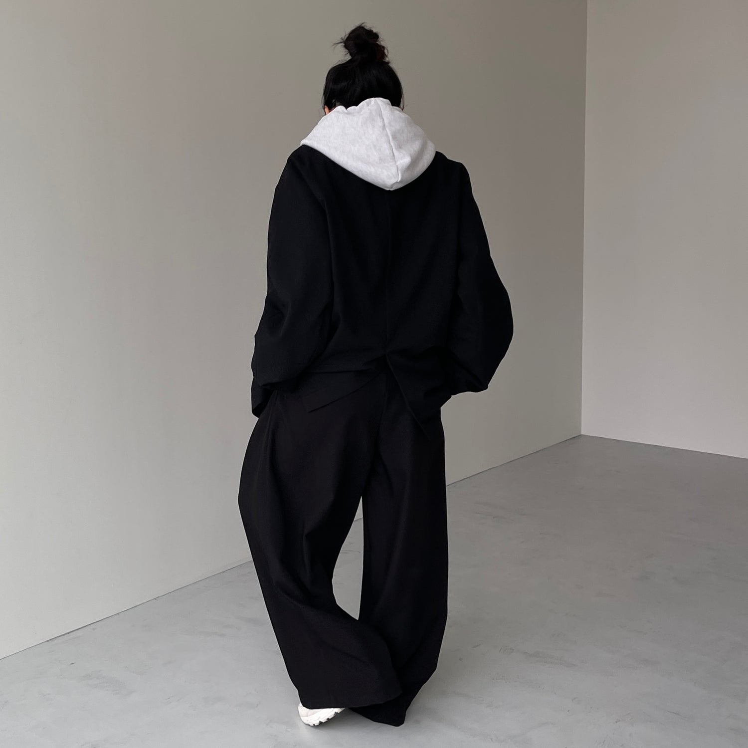 egg short hoodie / gray