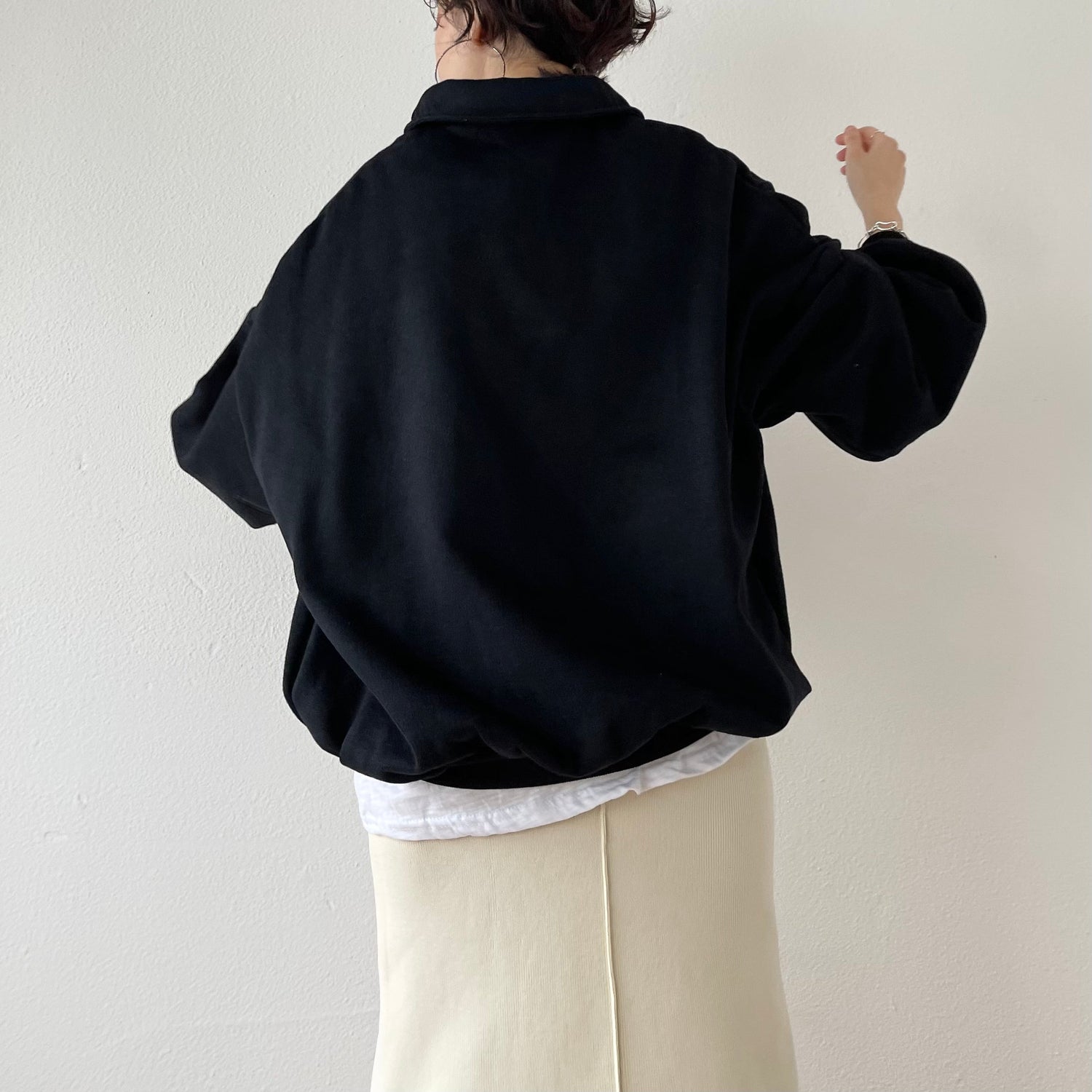 【SAMPLE】over size volume sleeve sweat / black