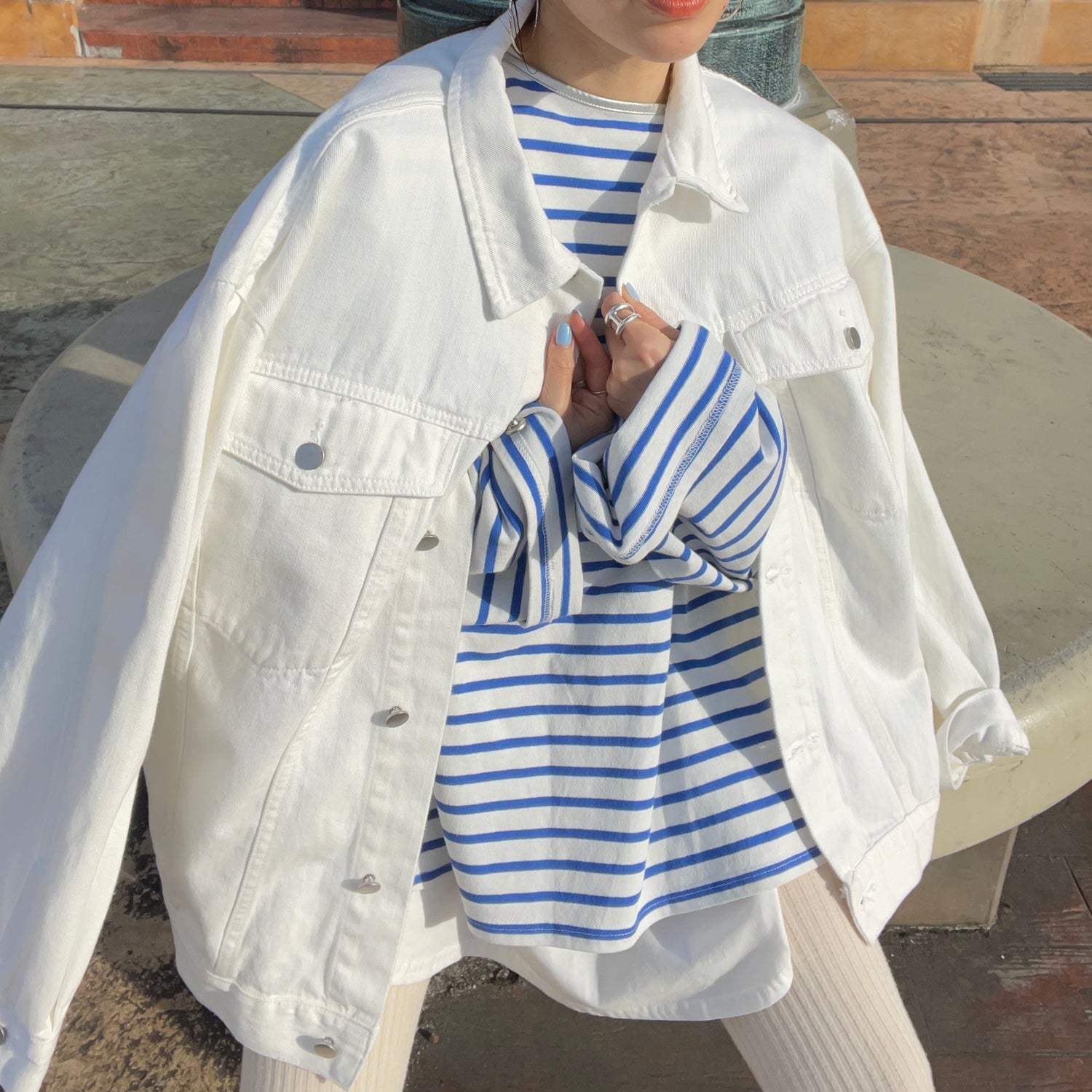 perfect silhouette buddy denim jacket / ivory