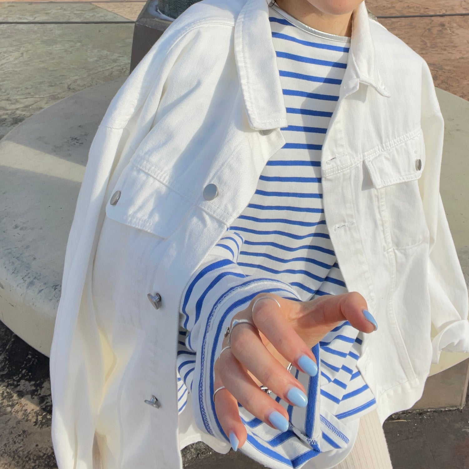 perfect silhouette buddy denim jacket / ivory