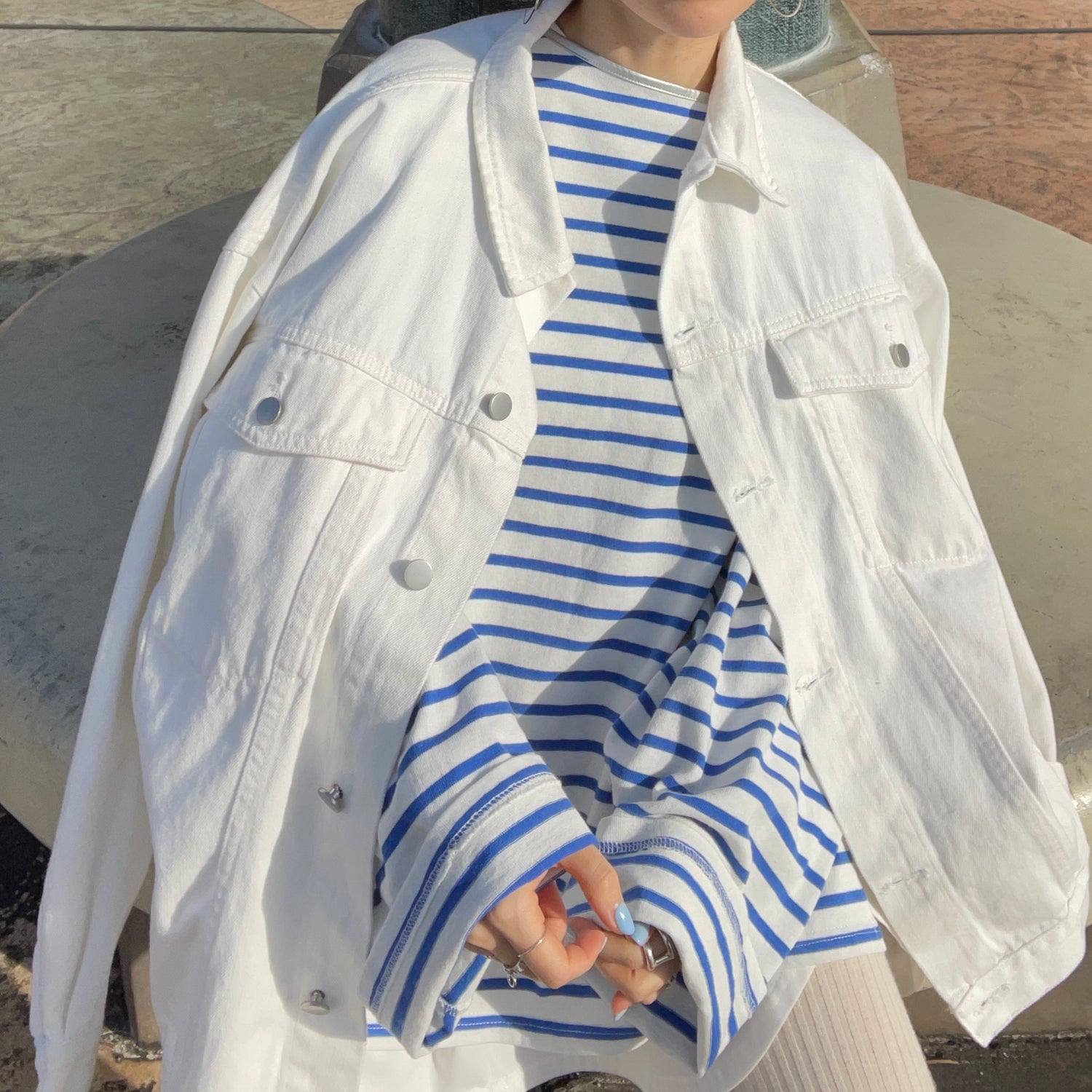 perfect silhouette buddy denim jacket / ivory