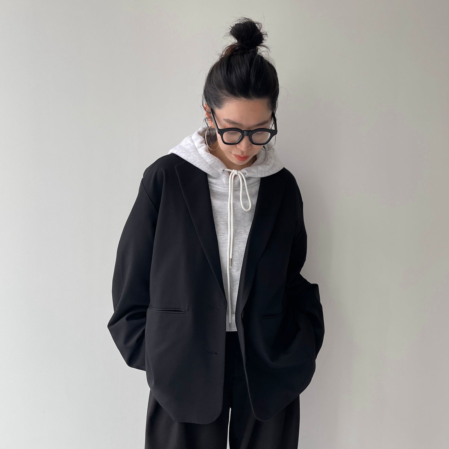 egg short hoodie / gray