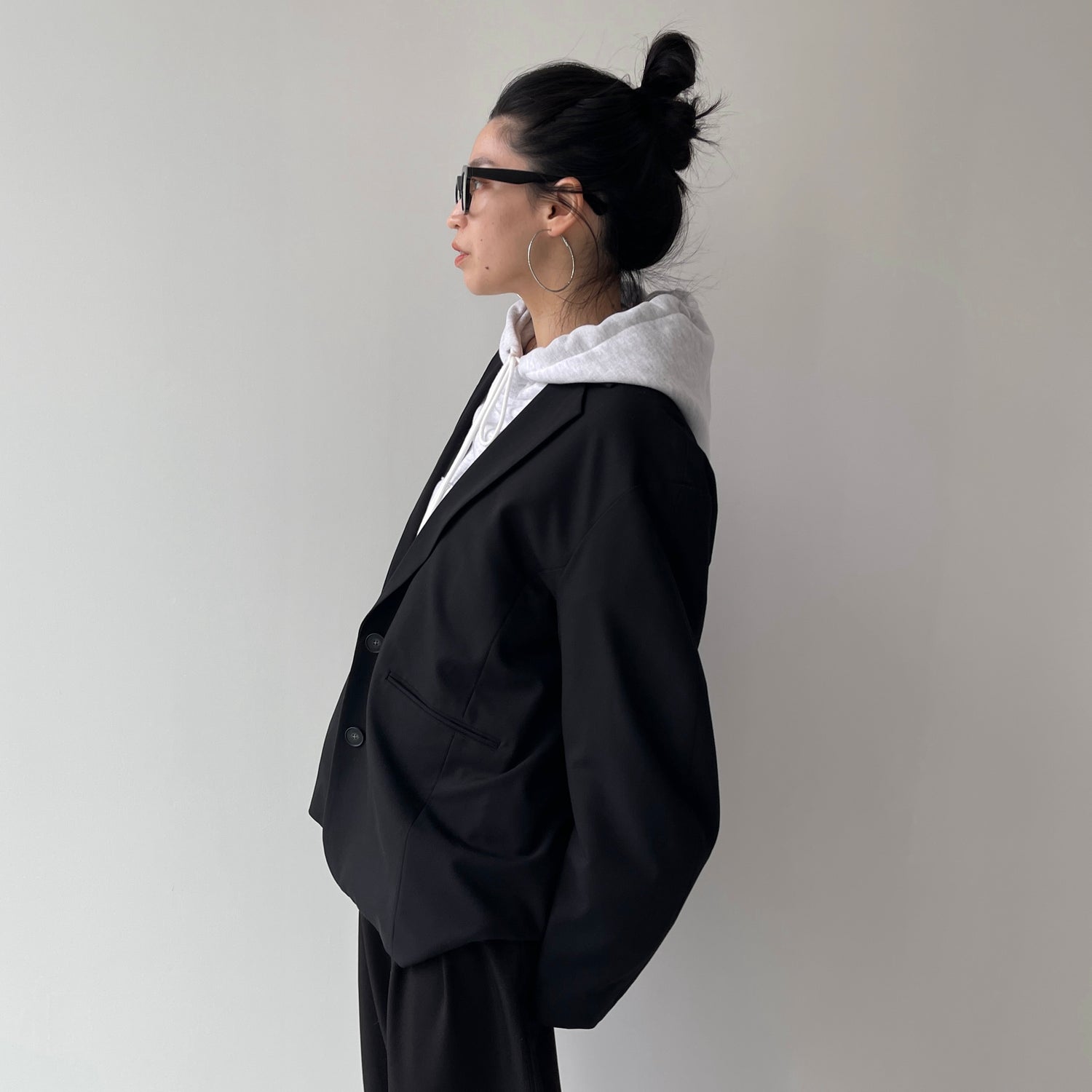 egg short hoodie / gray