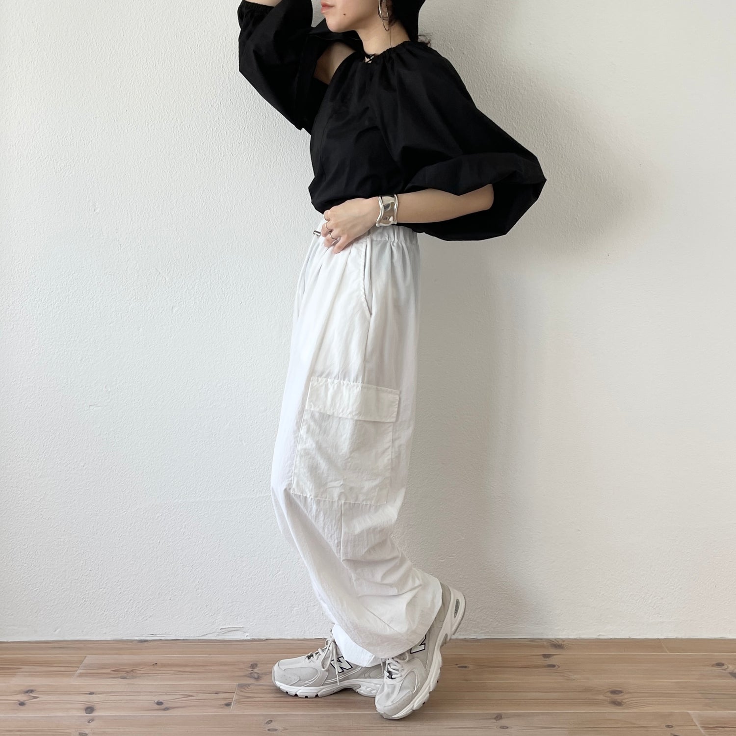 nylon cargo shaka pants / ivory
