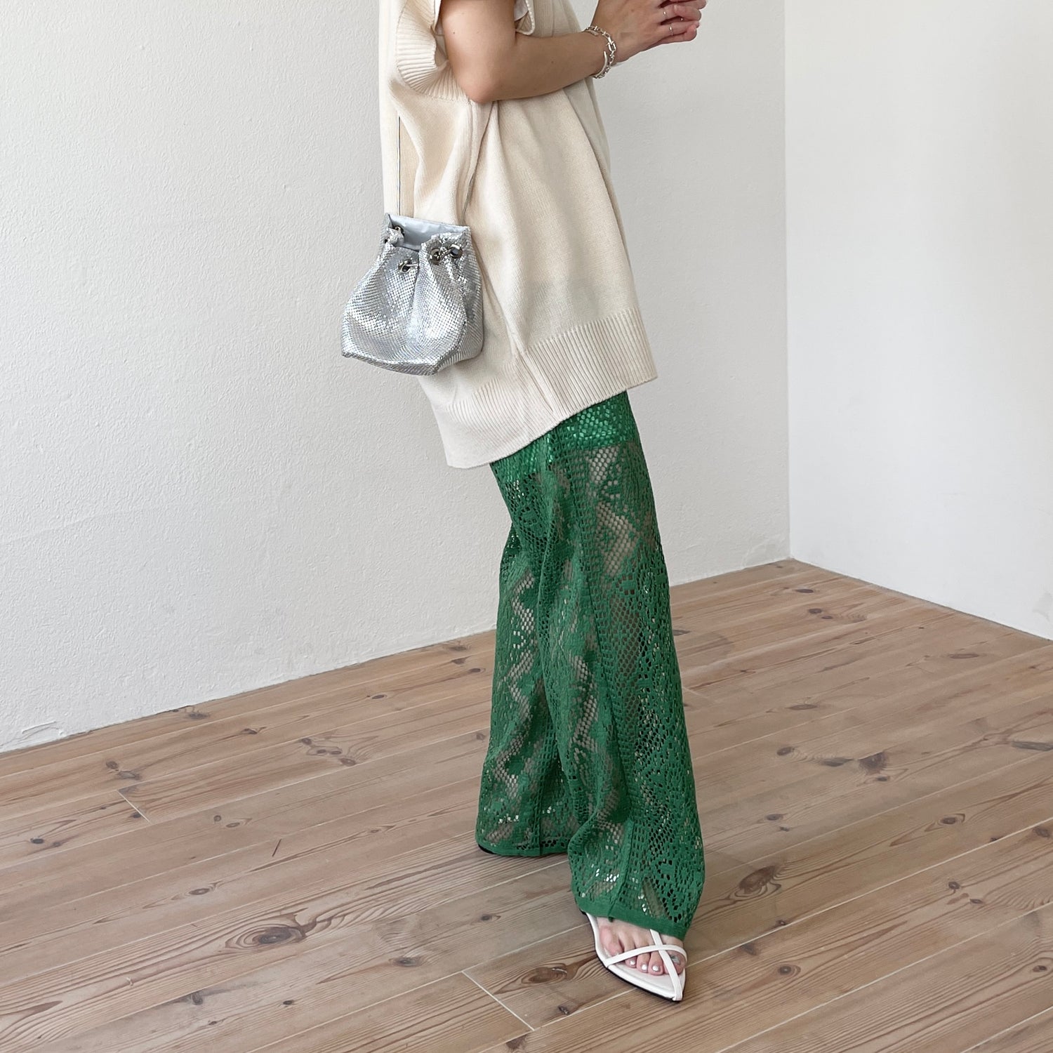 lace leggings inner pants / green