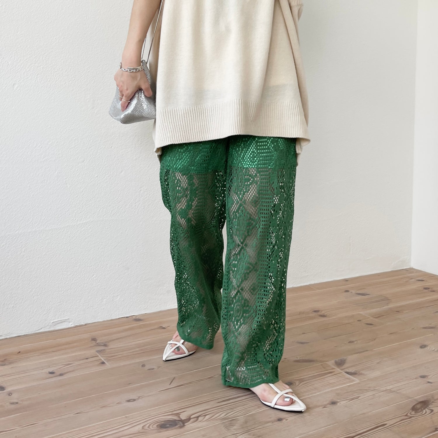 lace leggings inner pants / green