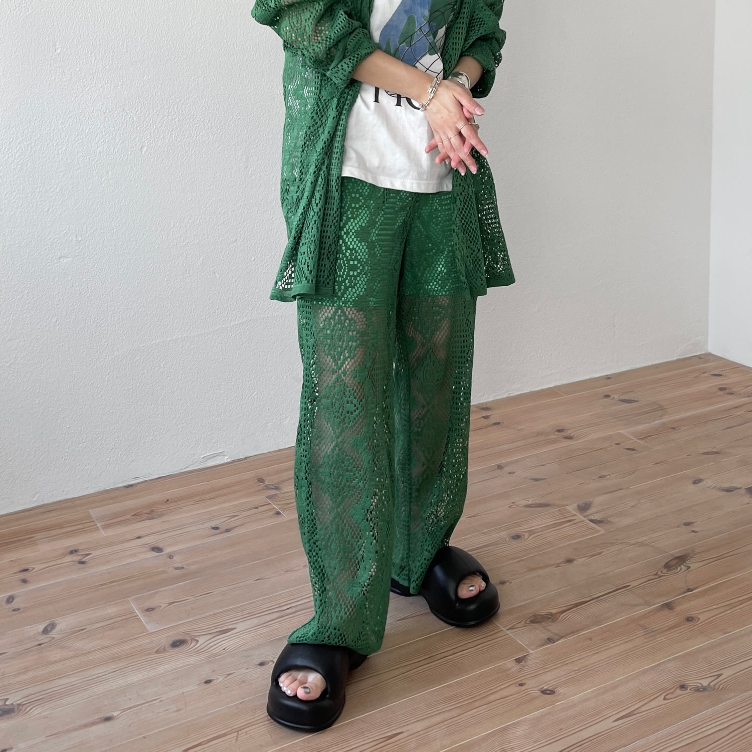 lace leggings inner pants / green