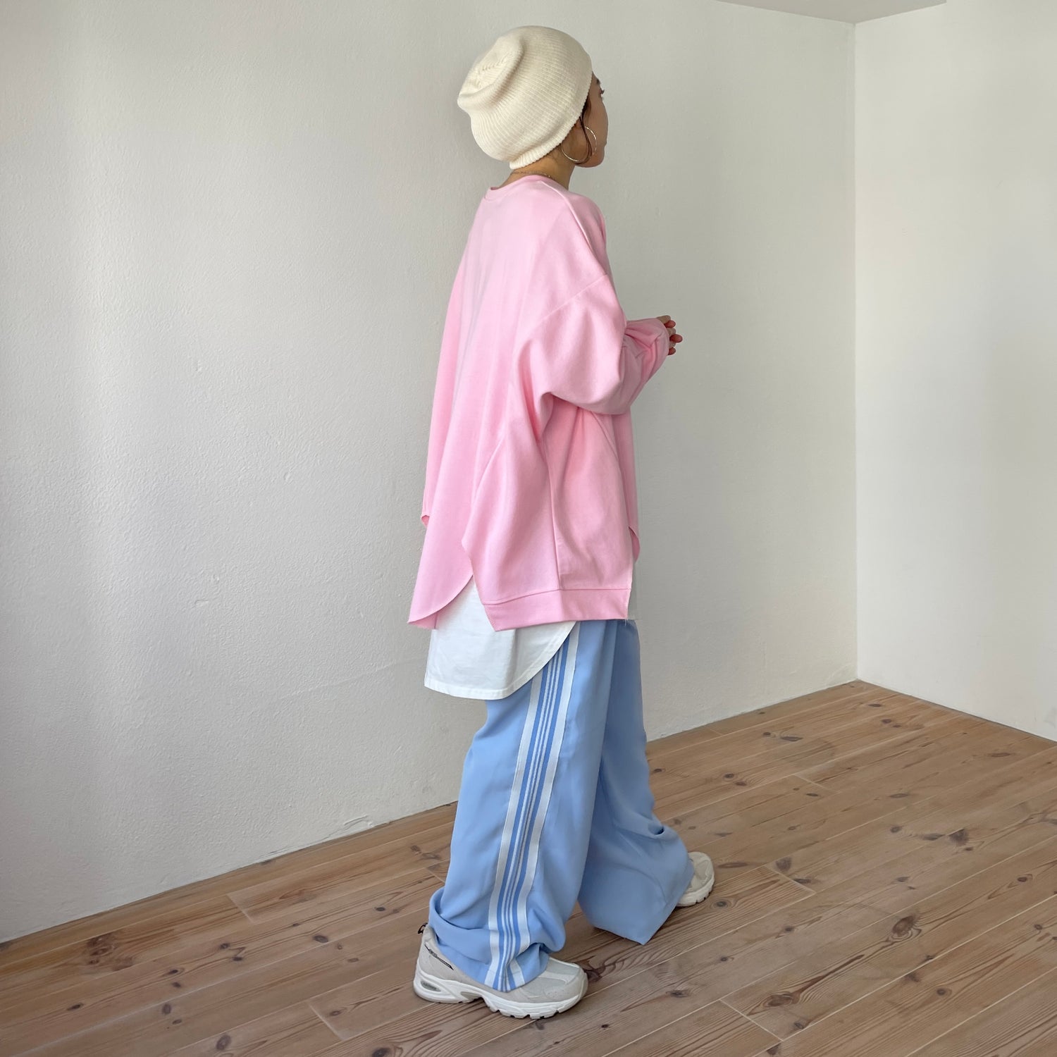 asymmetry design sweat / baby pink