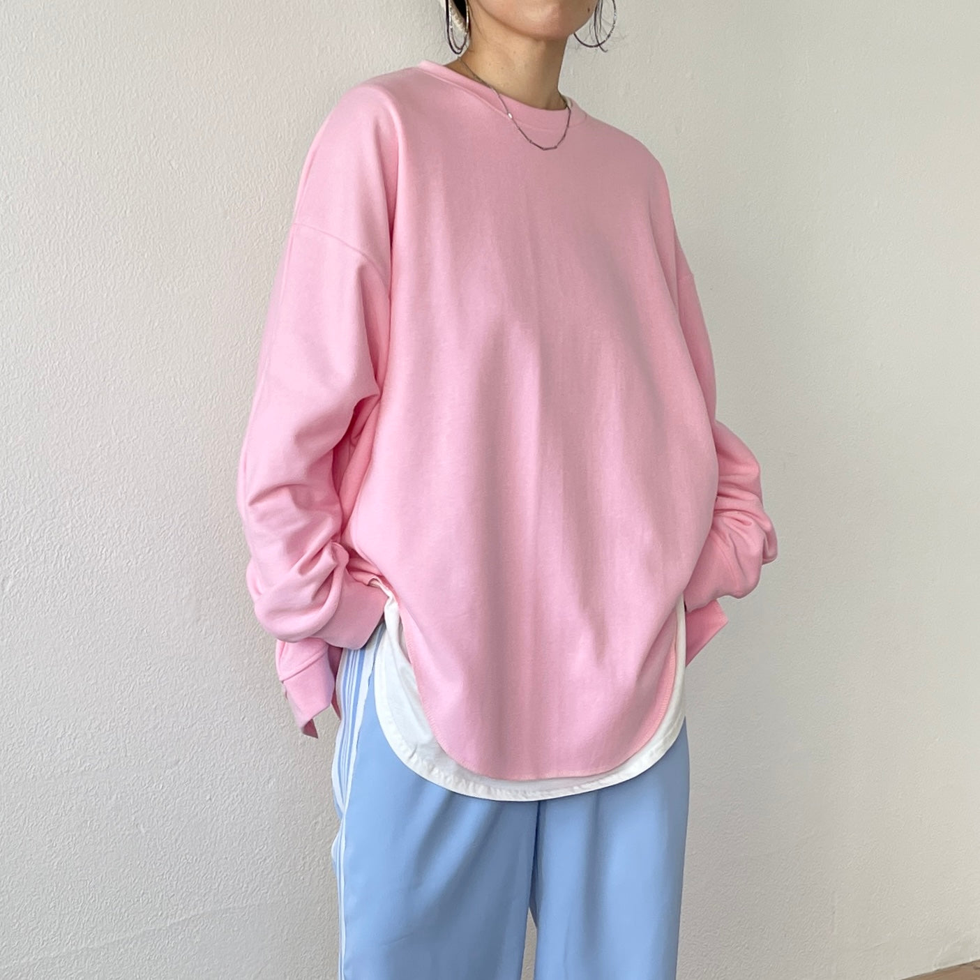 asymmetry design sweat / baby pink