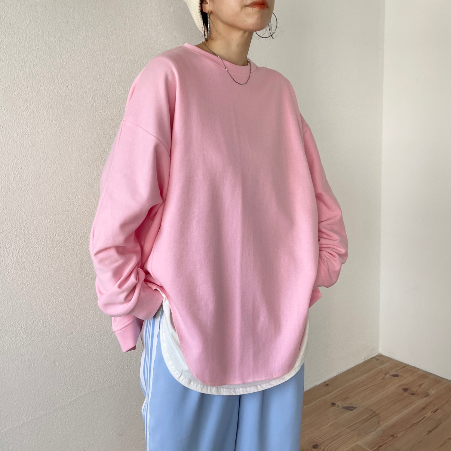 asymmetry design sweat / baby pink