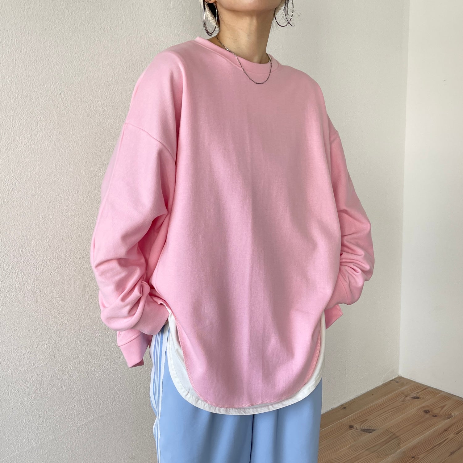 asymmetry design sweat / baby pink