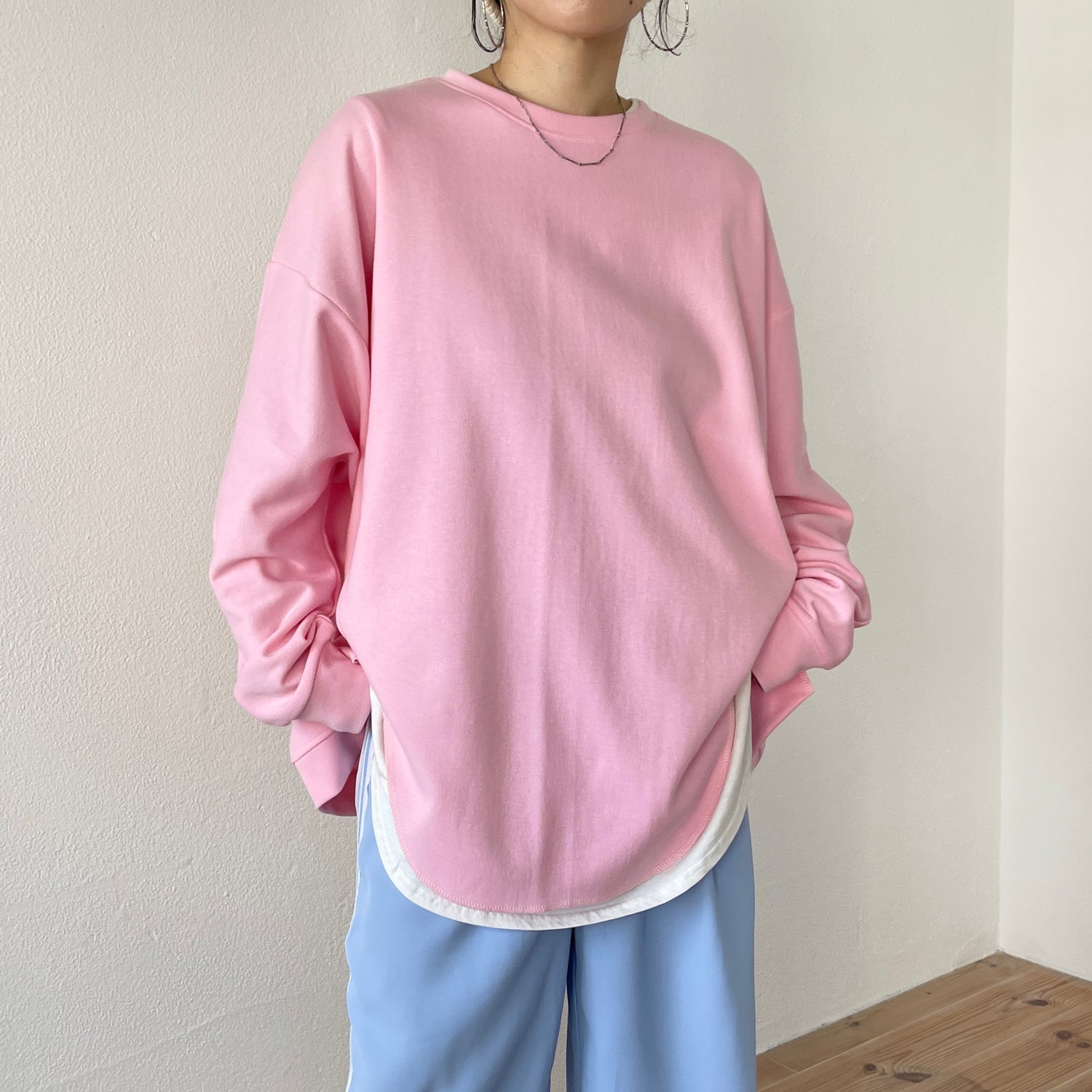 asymmetry design sweat / baby pink