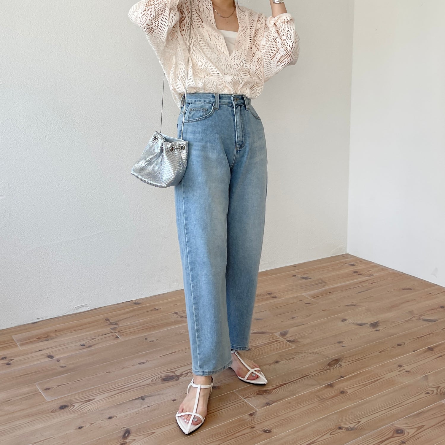 over size lace caftan blouse / ivory
