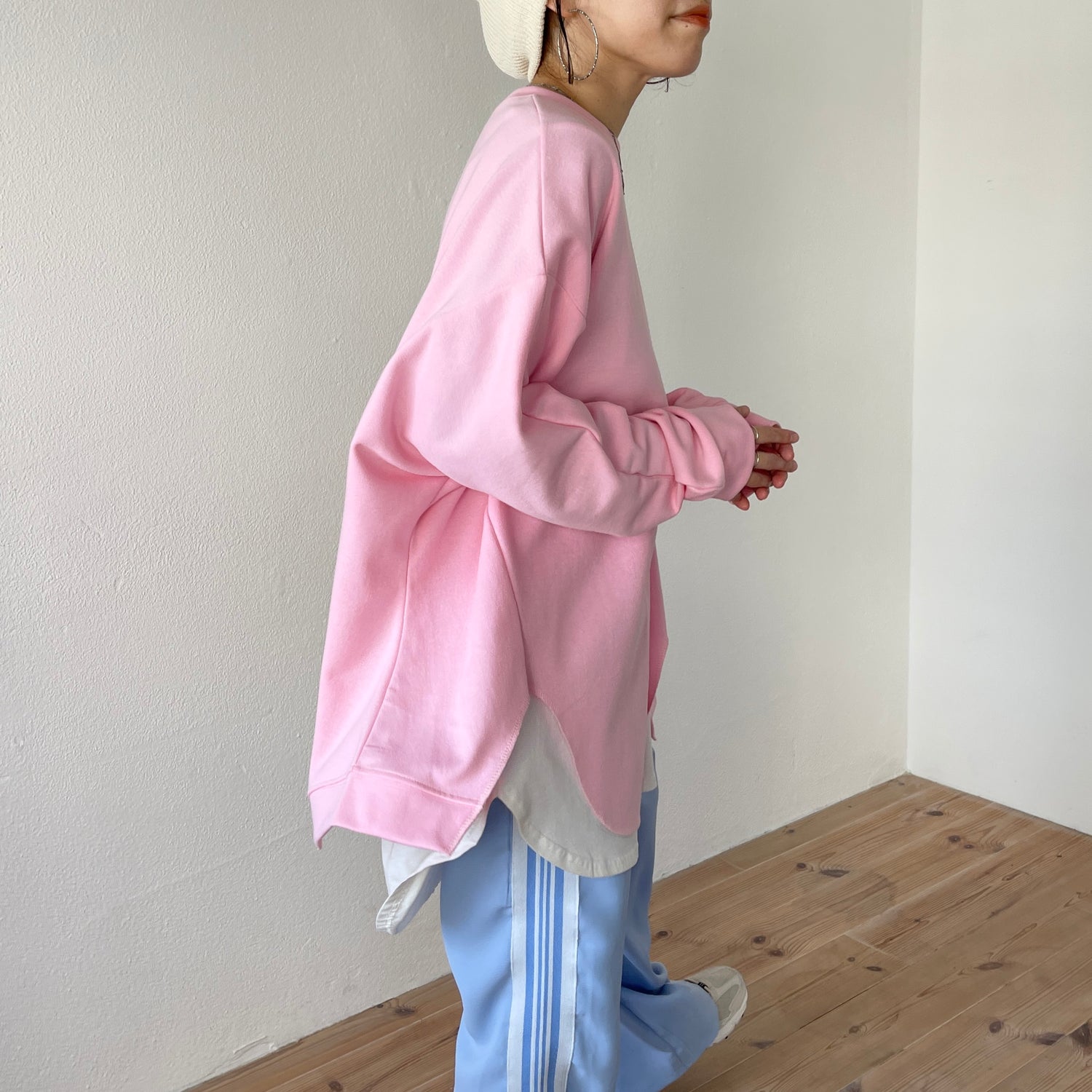 asymmetry design sweat / baby pink