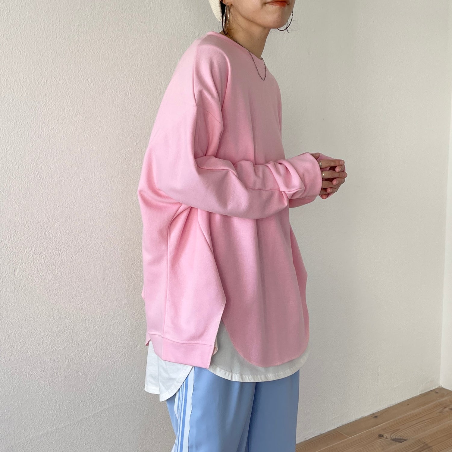 asymmetry design sweat / baby pink
