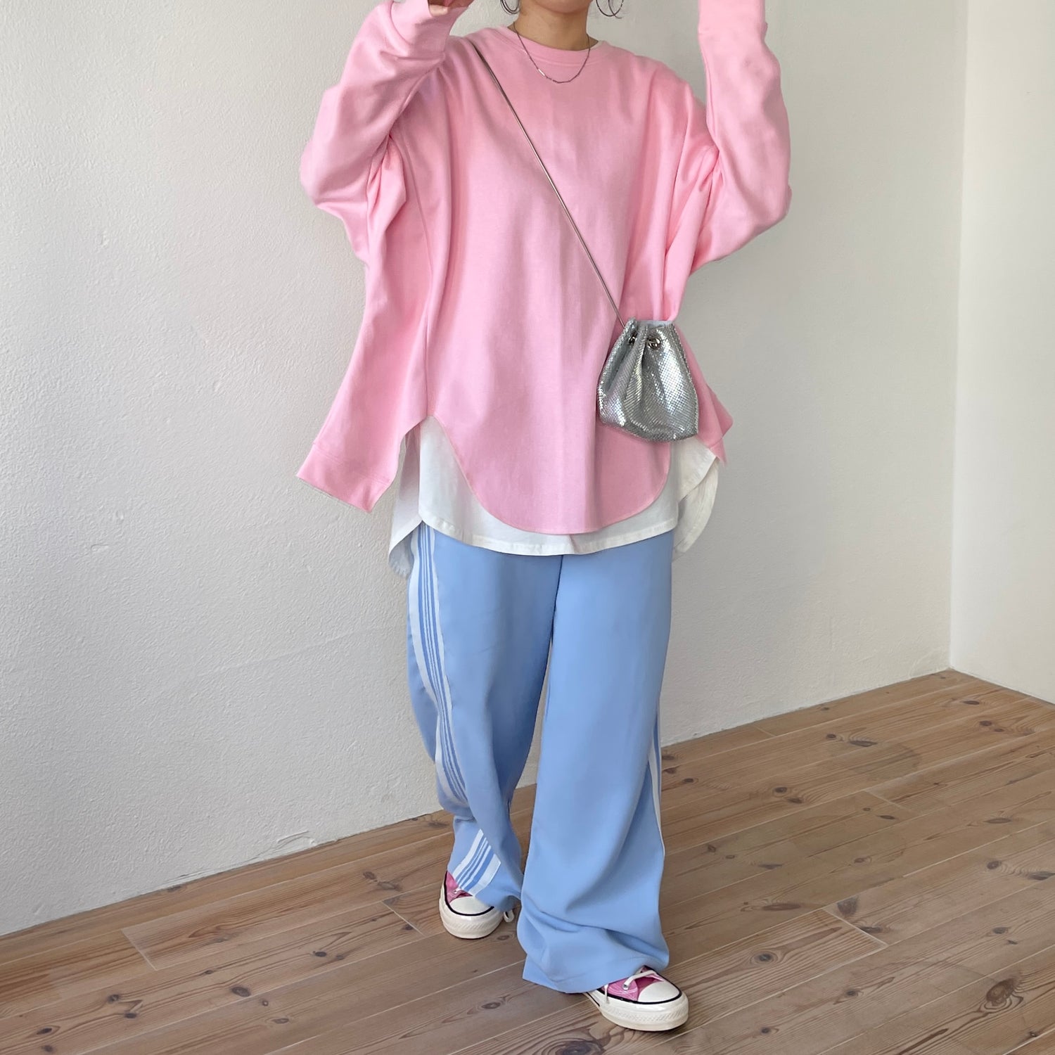 asymmetry design sweat / baby pink